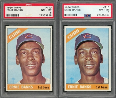 1966 Topps #110 Ernie Banks PSA NM-MT 8 Pair (2)